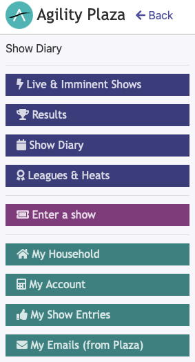 Agility Plaza dashboard menu